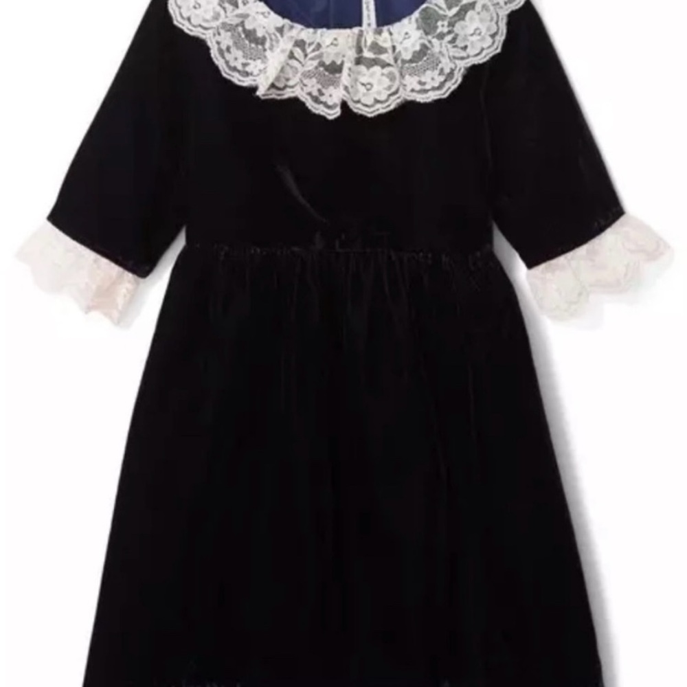 Janie and Jack Navy Dress with White Lace Detail- 5t